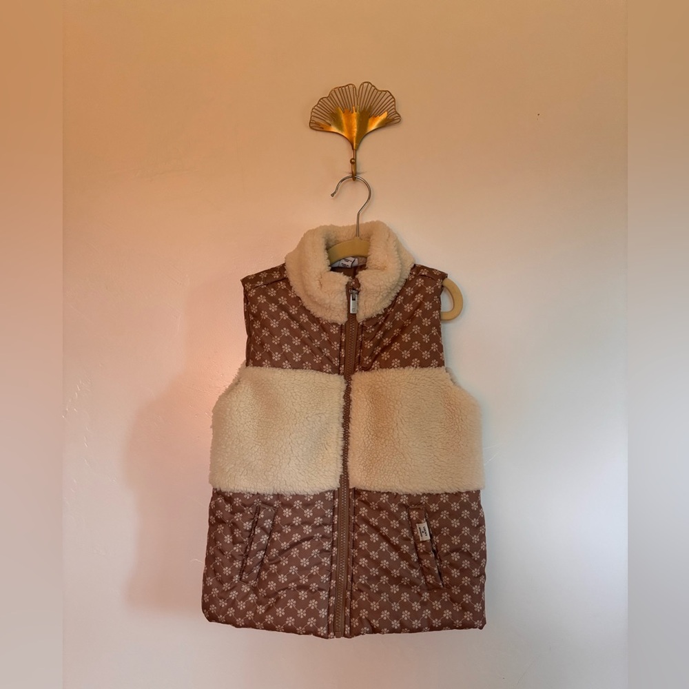 Lucky Brand Girls Sherpa Patched Vest | Size 6 | A10